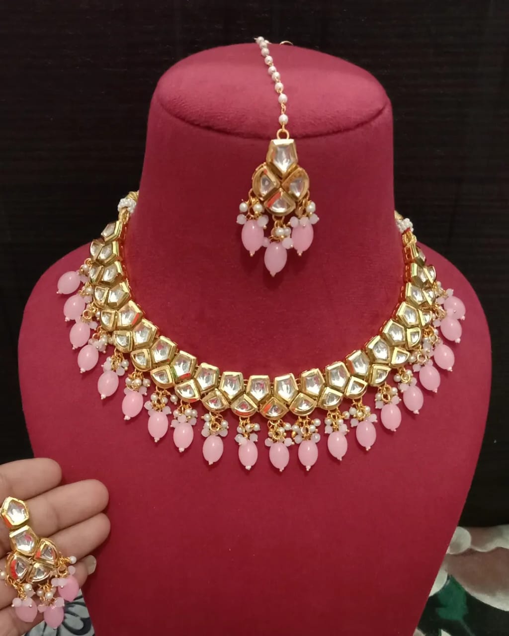 22K Gold-Plated Kundan Studded Jewellery Set