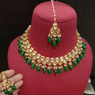 22K Gold-Plated Kundan Studded Jewellery Set