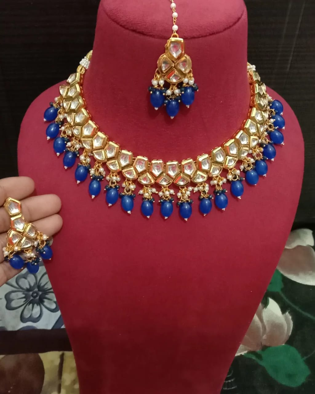 22K Gold-Plated Kundan Studded Jewellery Set