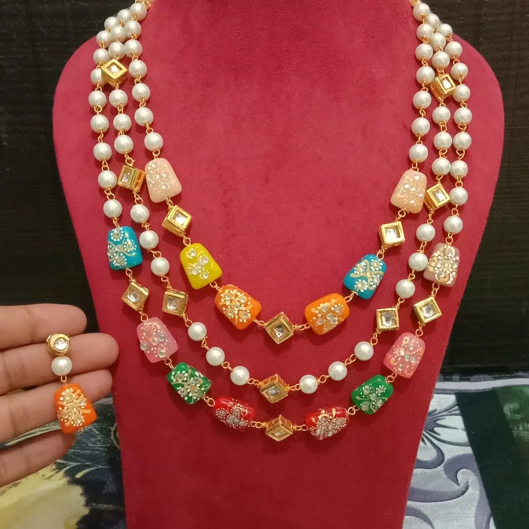 Multi Beads Long Necklace