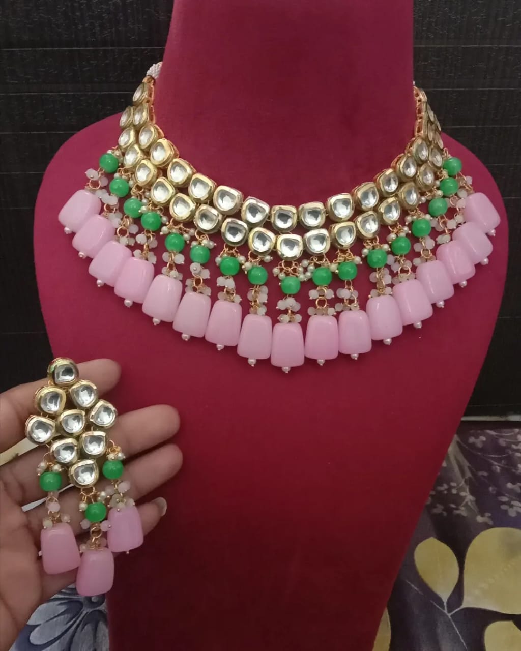 22K Gold-Plated Kundan Studded Jewellery Set
