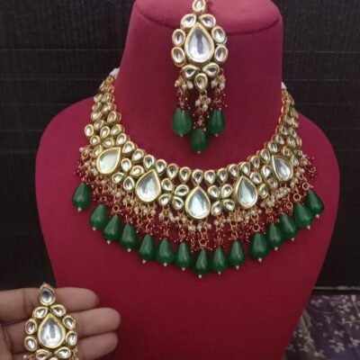 22K Gold-Plated Kundan Studded Jewellery Set