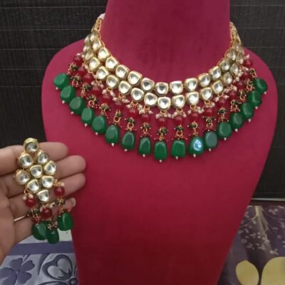 22K Gold-Plated Kundan Studded Jewellery Set