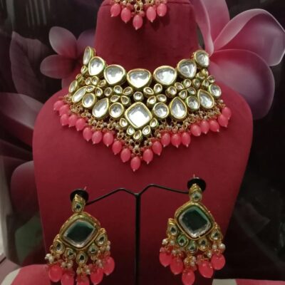 Semi Precious Stone Kundan Necklace Set