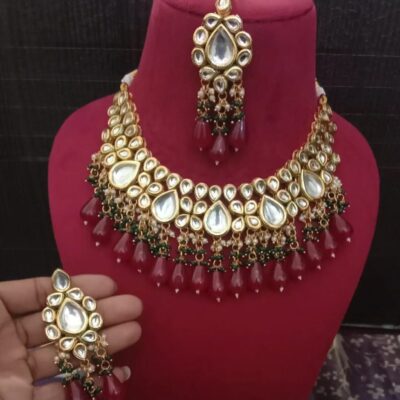 Semi Precious Stone Kundan Necklace Set