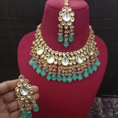 Semi Precious Stone Kundan Necklace Set