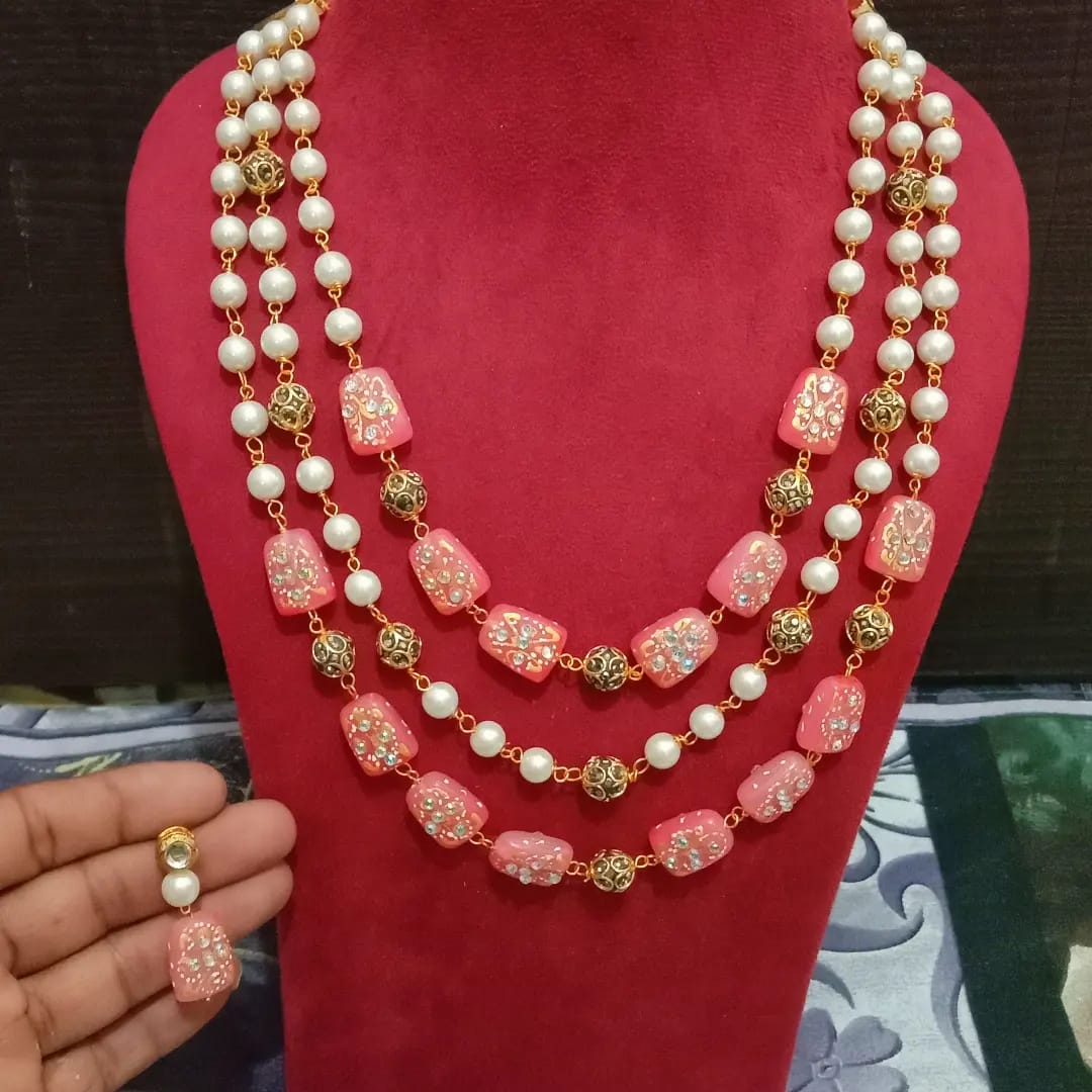 Multi Beads Long Necklace