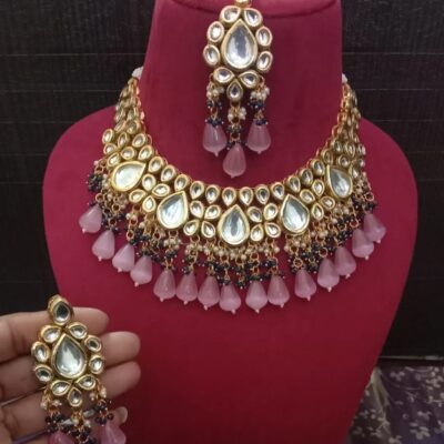 Semi Precious Stone Kundan Necklace Set