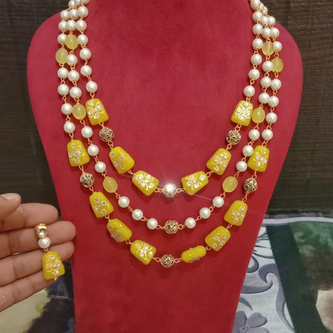 Multi Beads Long Necklace