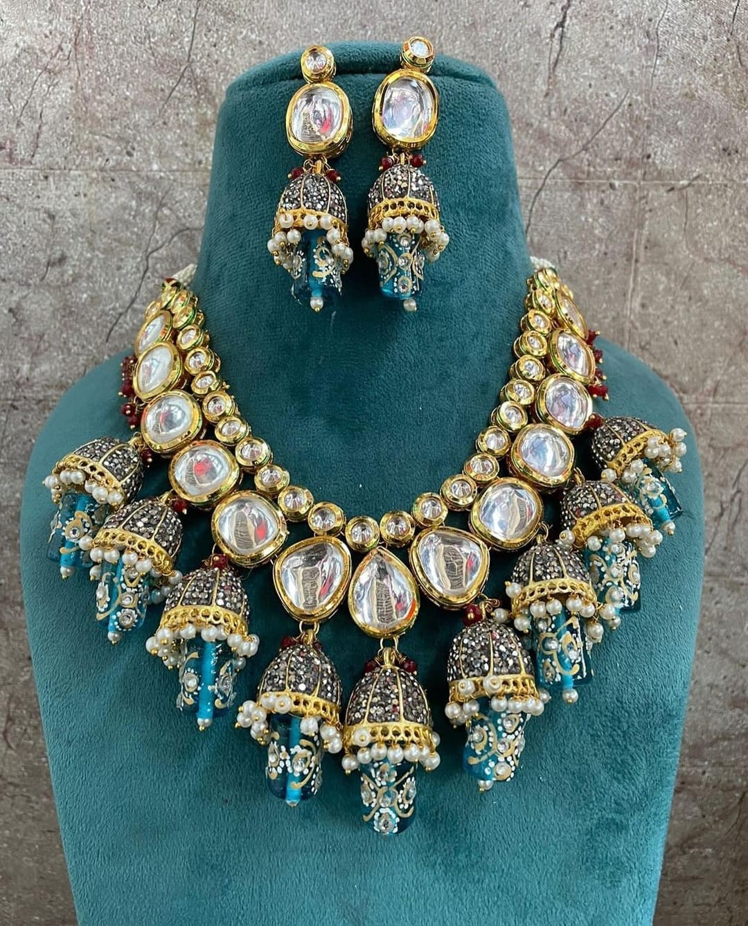 Designer Tanjore Indian kundan jewelery Set