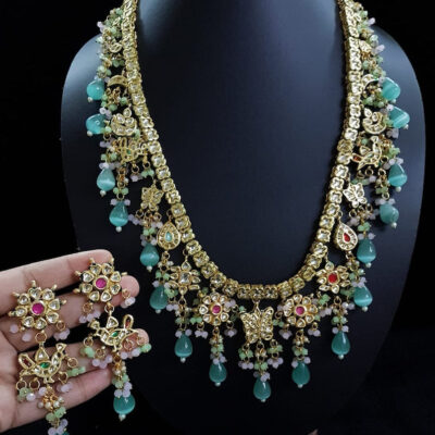 Gold Plated Stone Long Necklace