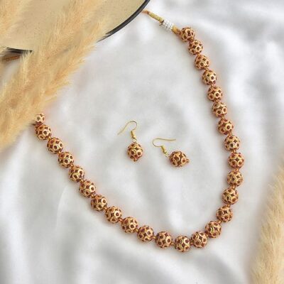 Gold Tone Jadau Necklace Set