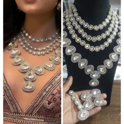 High Quality Uncut Polki Kundan Necklace With Earrings