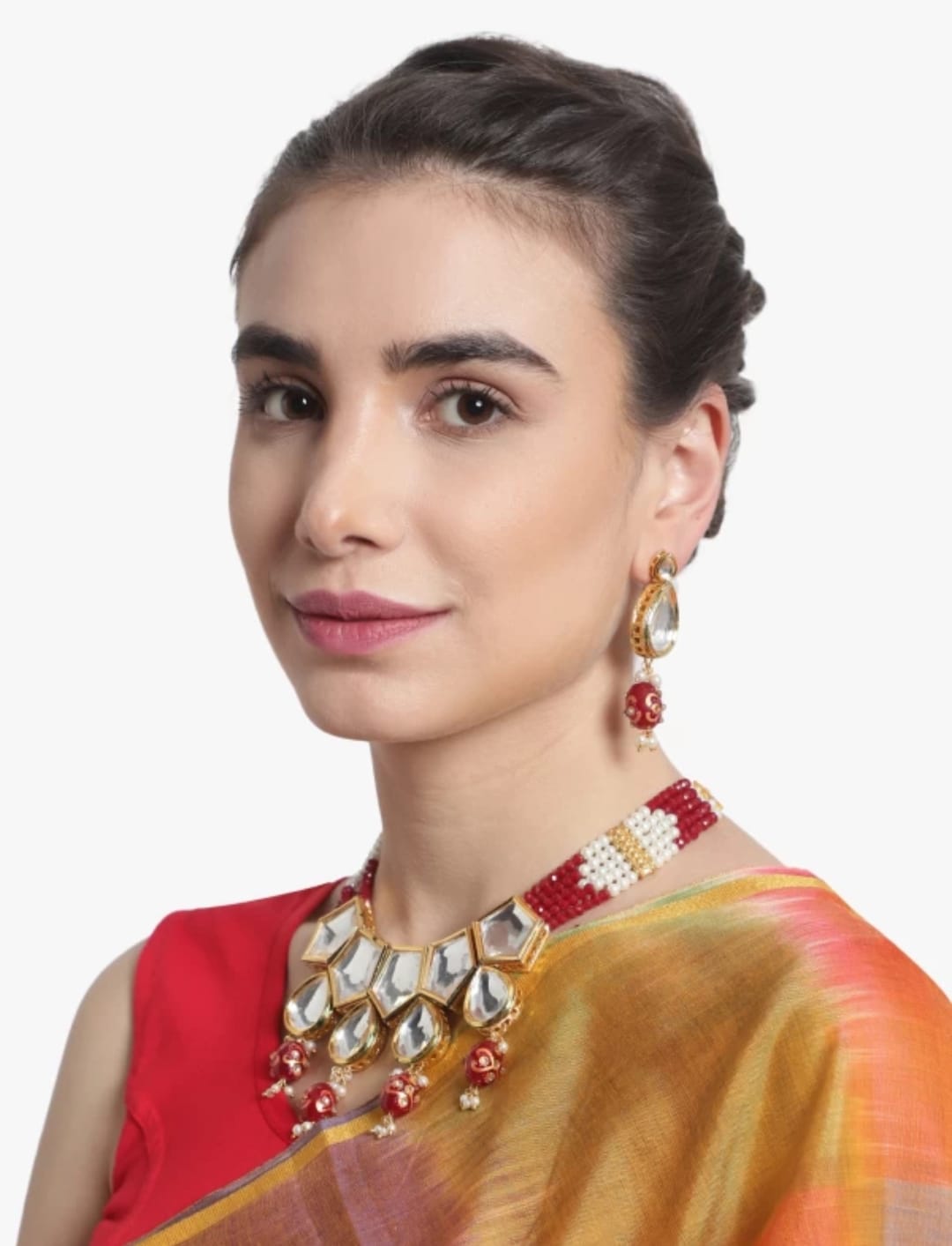 Kundan Choker Nacklace With Earrings - Image 2