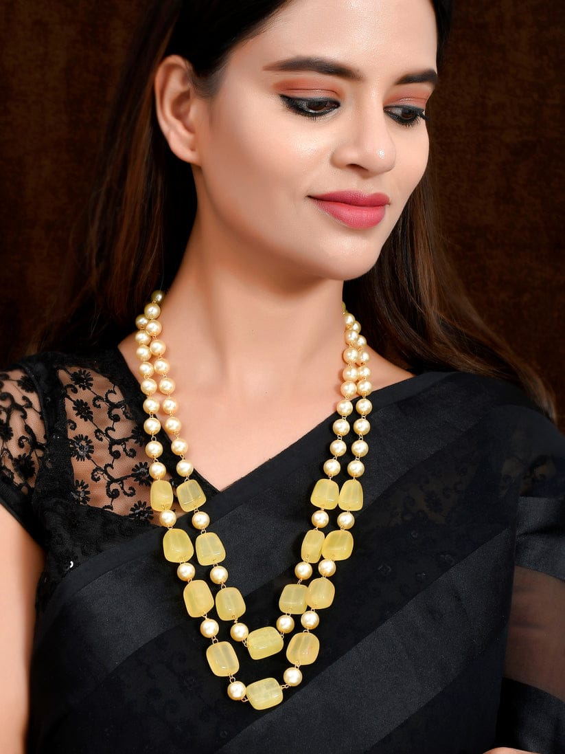 Gold Plated Beaded Layered Necklace