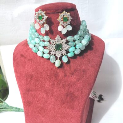 Green Ad Choker Necklace Set