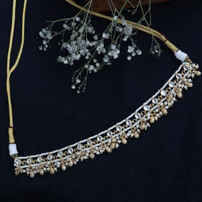 Gold Finish Kundan & Pearl Choker Necklace