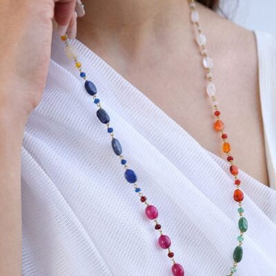 Long Multi Stone Necklace