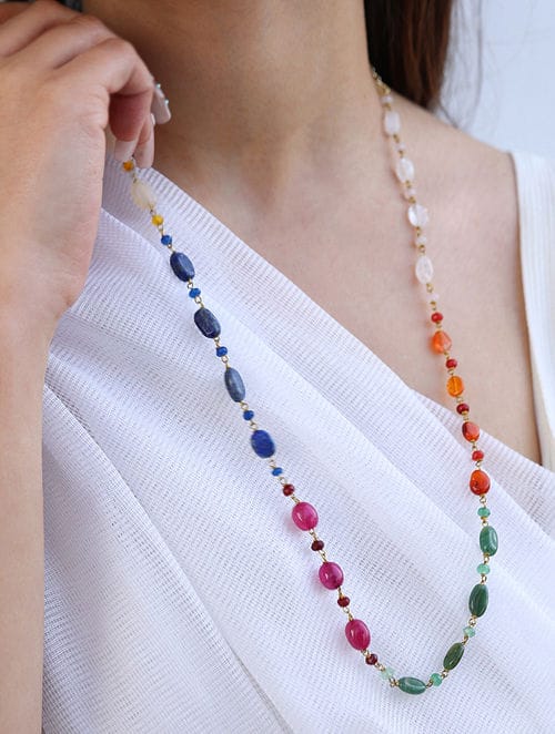 Long Multi Stone Necklace