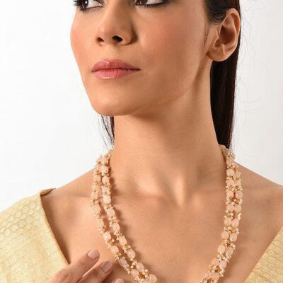 Long White & Pink Necklace