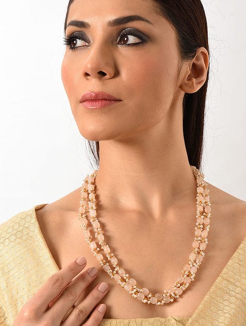 Long White & Pink Necklace