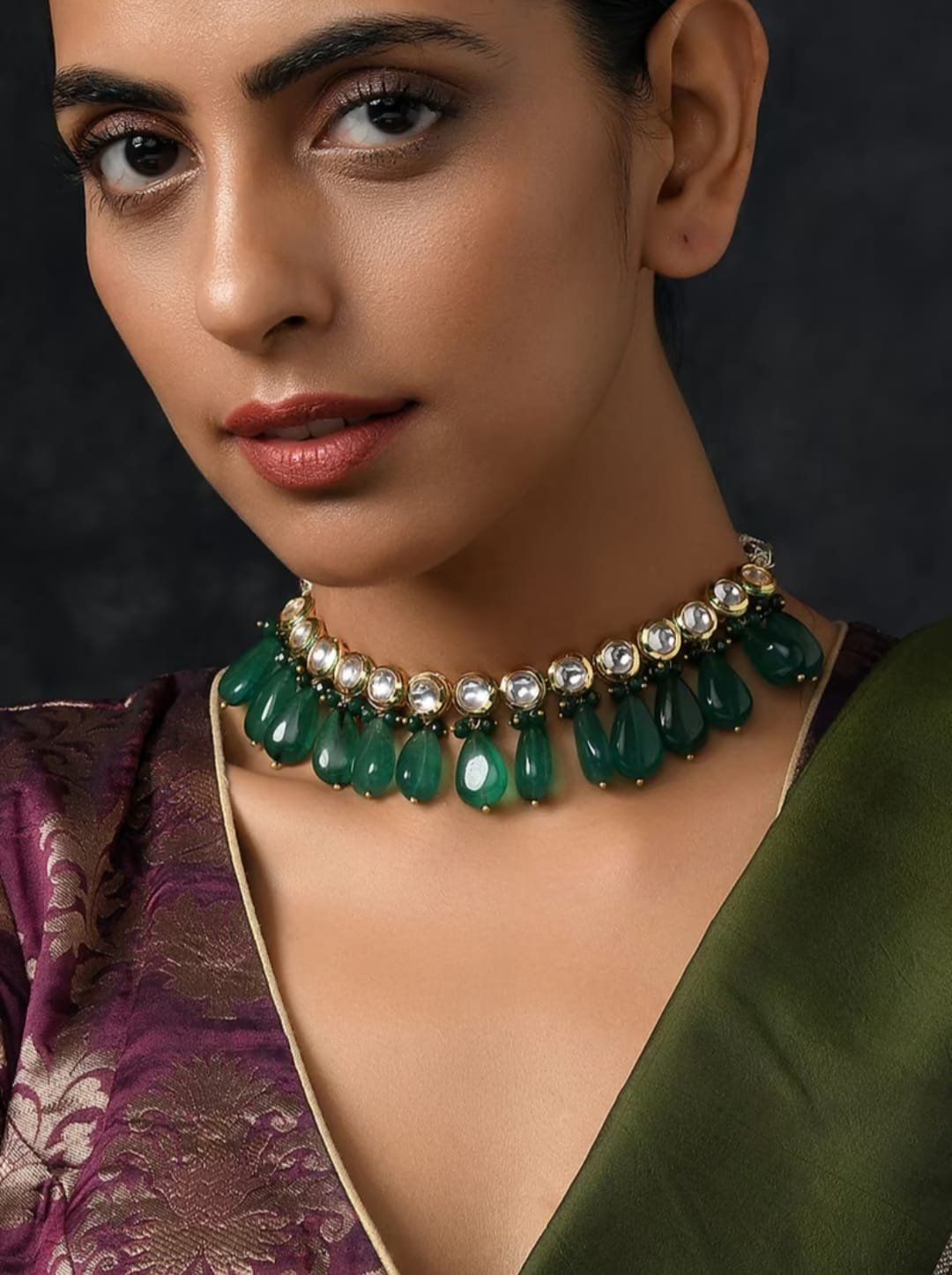 Gold Plated Kundan Embellished Necklace Set - Image 2