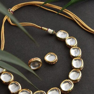 Gold Plated Kundan Embellished Necklace Set