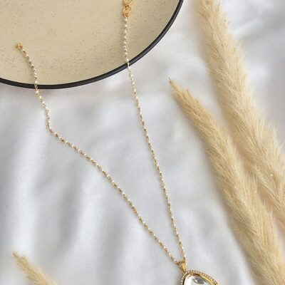 Long Kundan Peral Necklace