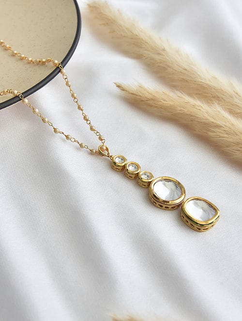 Long Kundan Peral Necklace - Image 3