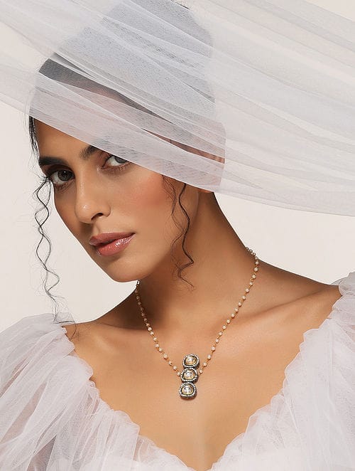 Long Kundan Peral Necklace - Image 2