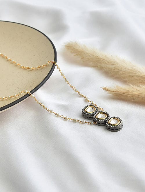 Long Kundan Peral Necklace - Image 3