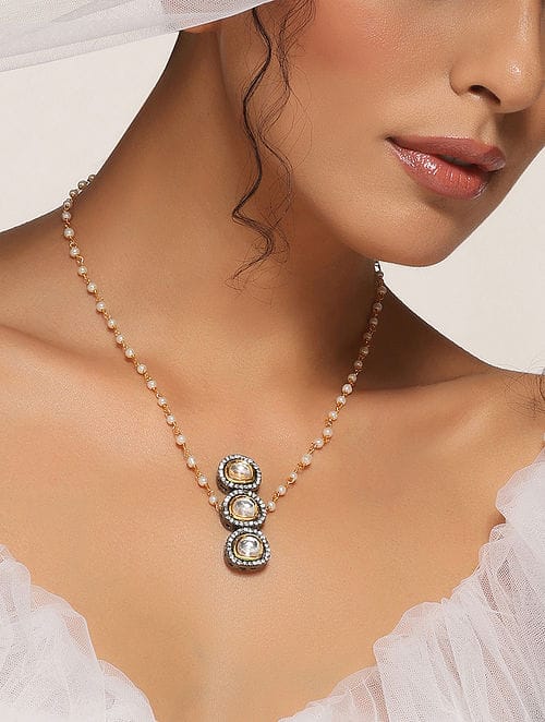 Long Kundan Peral Necklace - Image 5