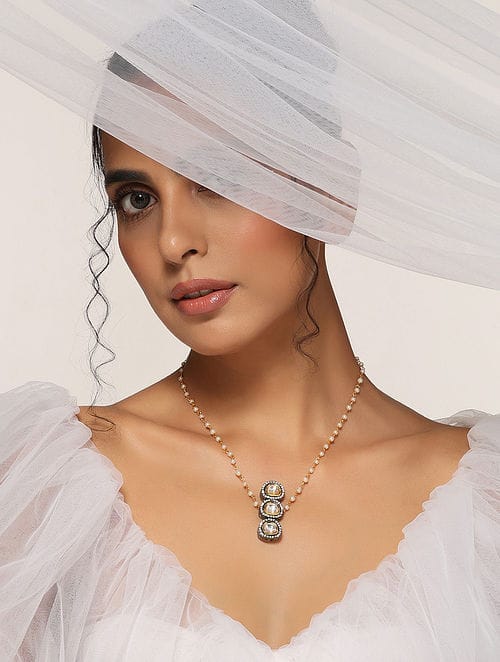 Long Kundan Peral Necklace - Image 4