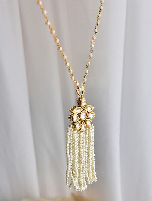 Long Kundan Peral Necklace - Image 3