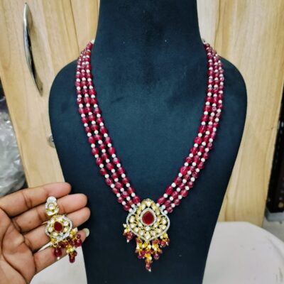 Polki Long Necklace Set