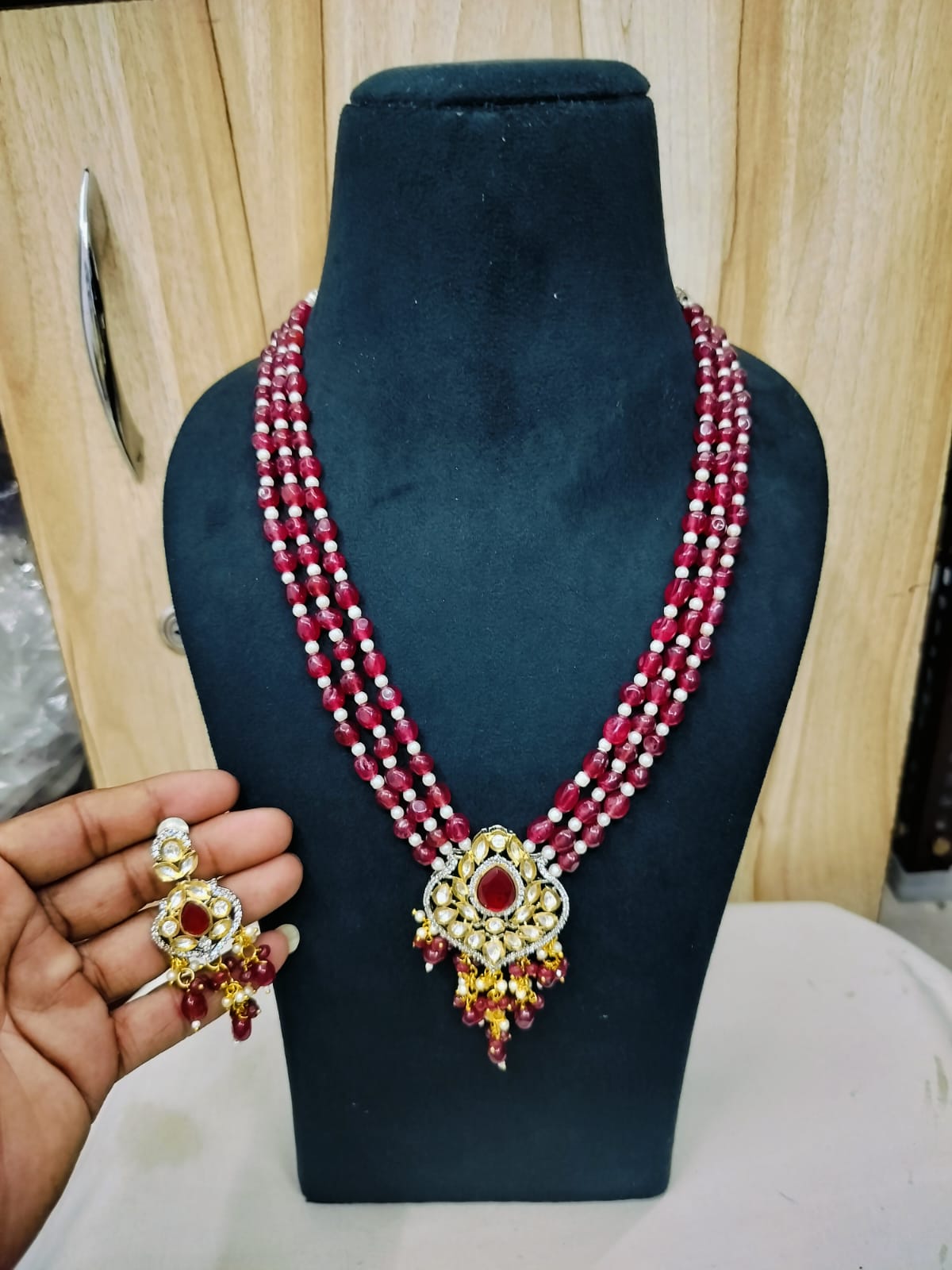 Polki Long Necklace Set