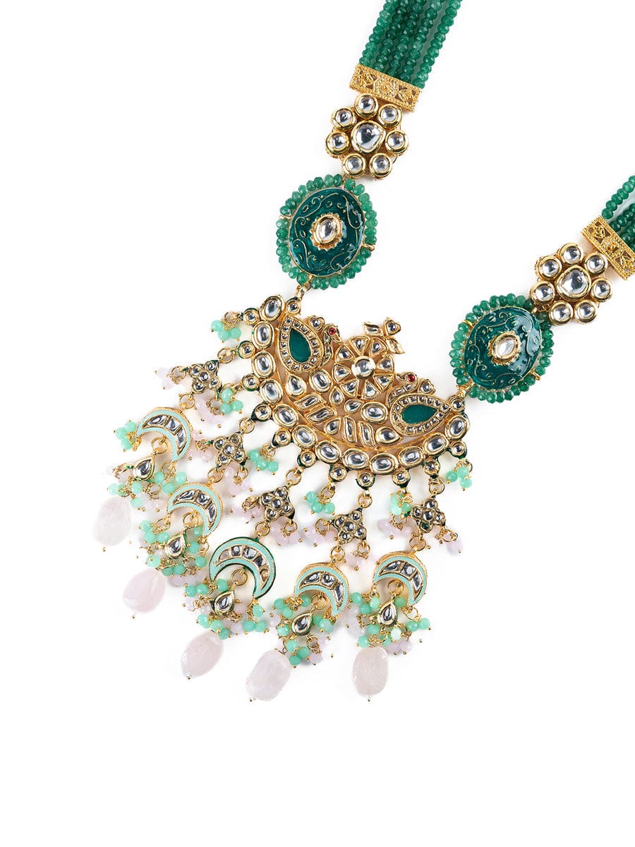 Stone-Studded Beaded Multi-Stranded Necklace - Image 5