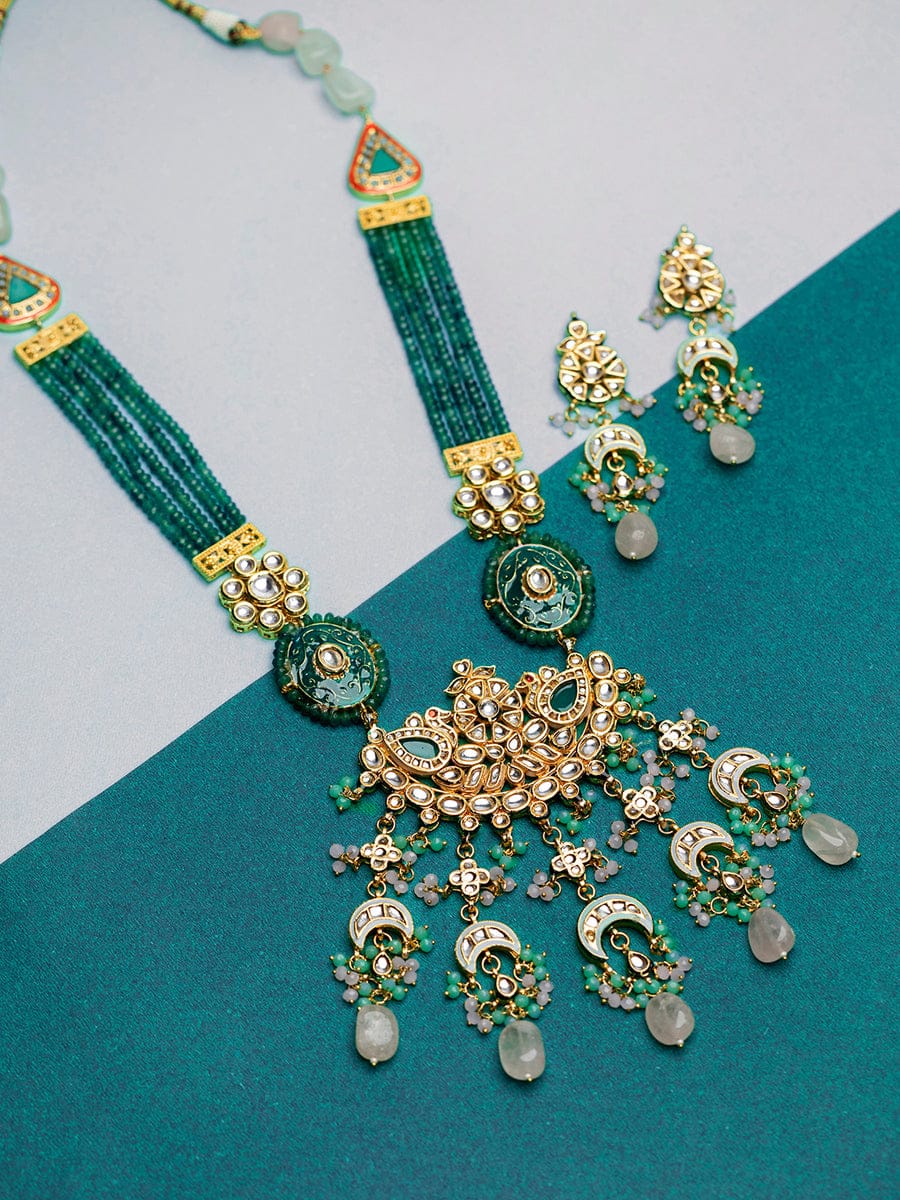 Stone-Studded Beaded Multi-Stranded Necklace - Image 2