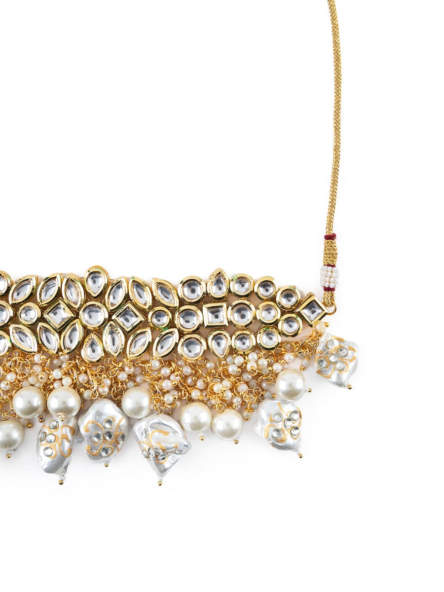 Gold Plated Kundan Embellished Necklace Set - Image 5