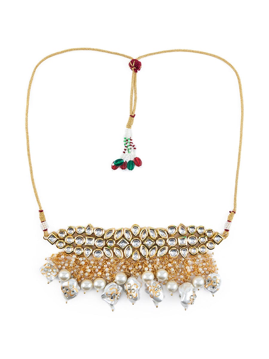 Gold Plated Kundan Embellished Necklace Set - Image 3