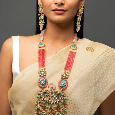 Gold Plated Kundan Embellished Necklace Set
