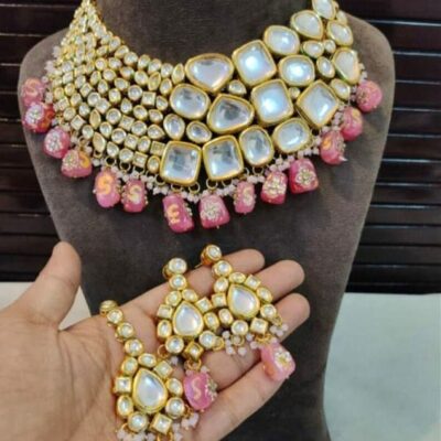 Gold Plated Kundan Embellished Necklace Set