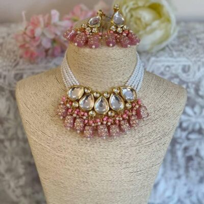 Gold Plated Kundan Embellished Necklace Set