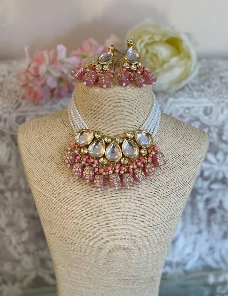 Gold Plated Kundan Embellished Necklace Set