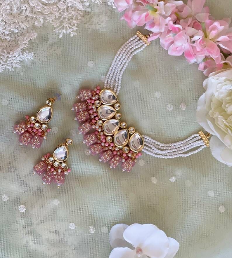 Gold Plated Kundan Embellished Necklace Set - Image 6