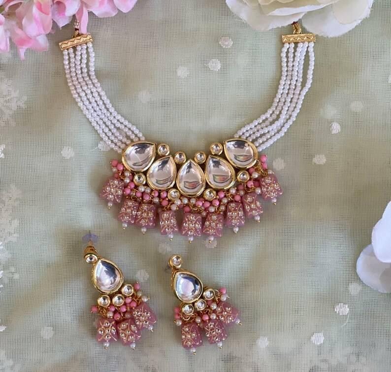 Gold Plated Kundan Embellished Necklace Set - Image 2