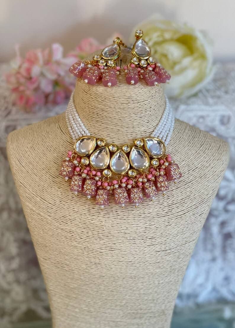 Gold Plated Kundan Embellished Necklace Set - Image 8