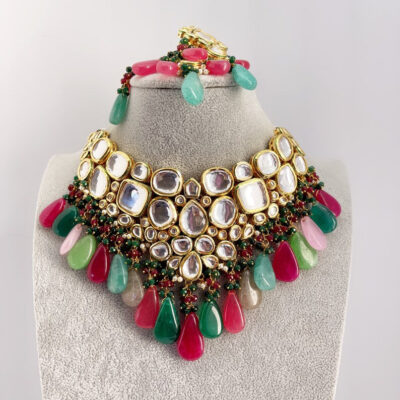 Gold Plated Kundan Embellished Necklace Set