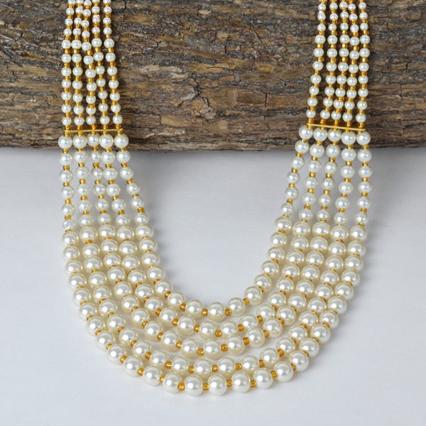 Long White Peral Necklace Set - Image 4