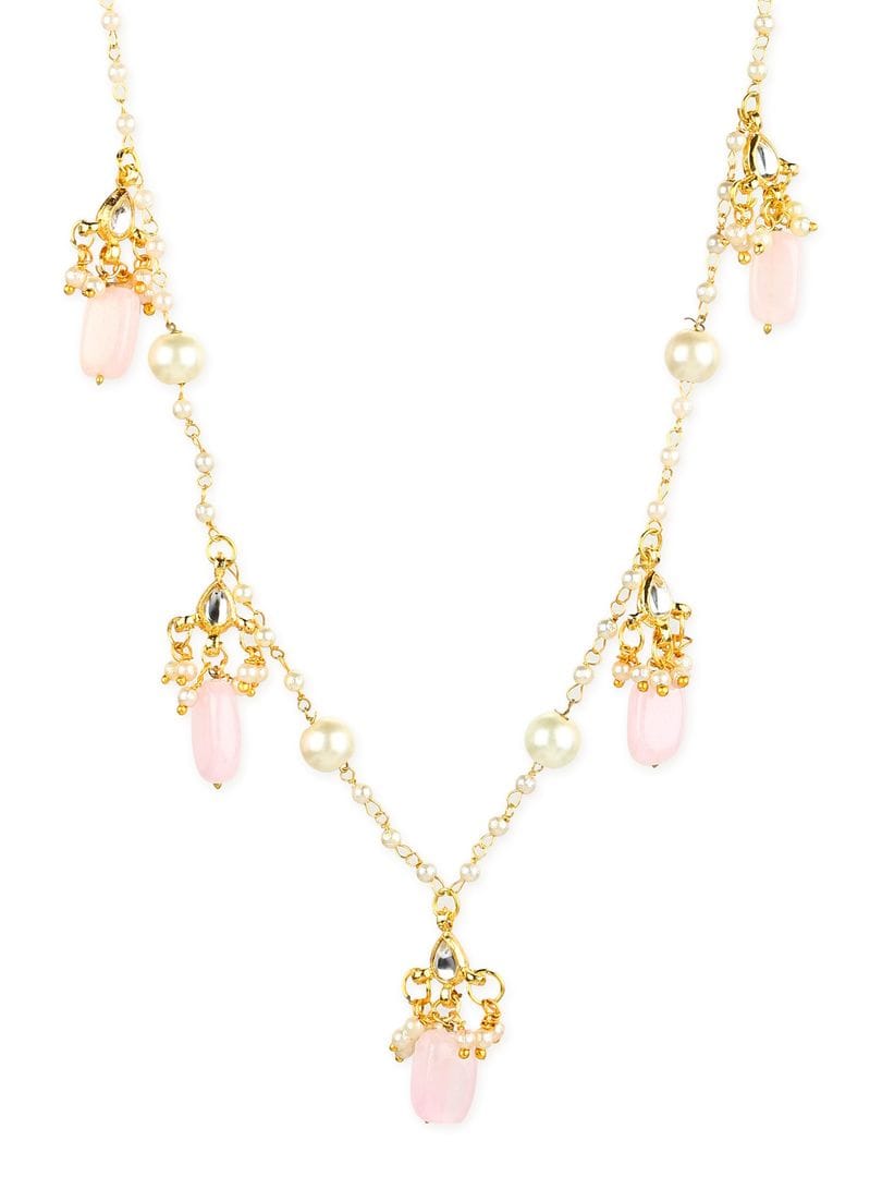 Long Kundan Pearl Necklace Set - Image 4